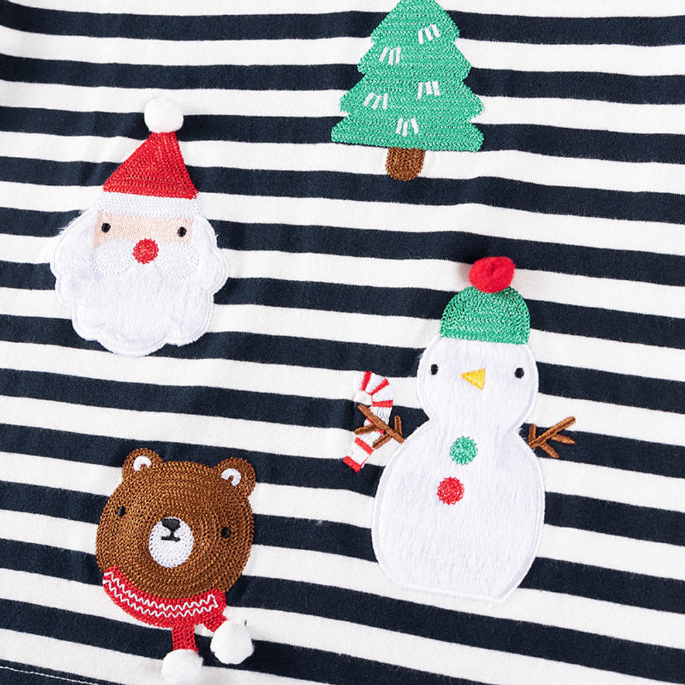 MyKids-USA® Boys Christmas Cartoon Pattern Long Sleeves Striped Clothing Set