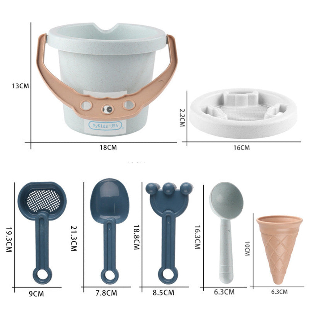 MyKids-USA® Children’s Beach Toy Set Thickened Wheat Straw Sand & Water Bucket Kit