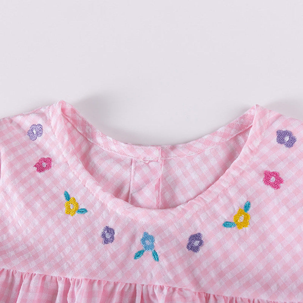 MyKids-USA® Cartoon Pattern Long Sleeves Plaid Dress for Stylish Girls