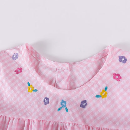 MyKids-USA® Cartoon Pattern Long Sleeves Plaid Dress for Stylish Girls