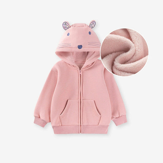 MyKids-USA® Girls Animals Cartoon Pattern Long Sleeves Zip-up Hooded Coat