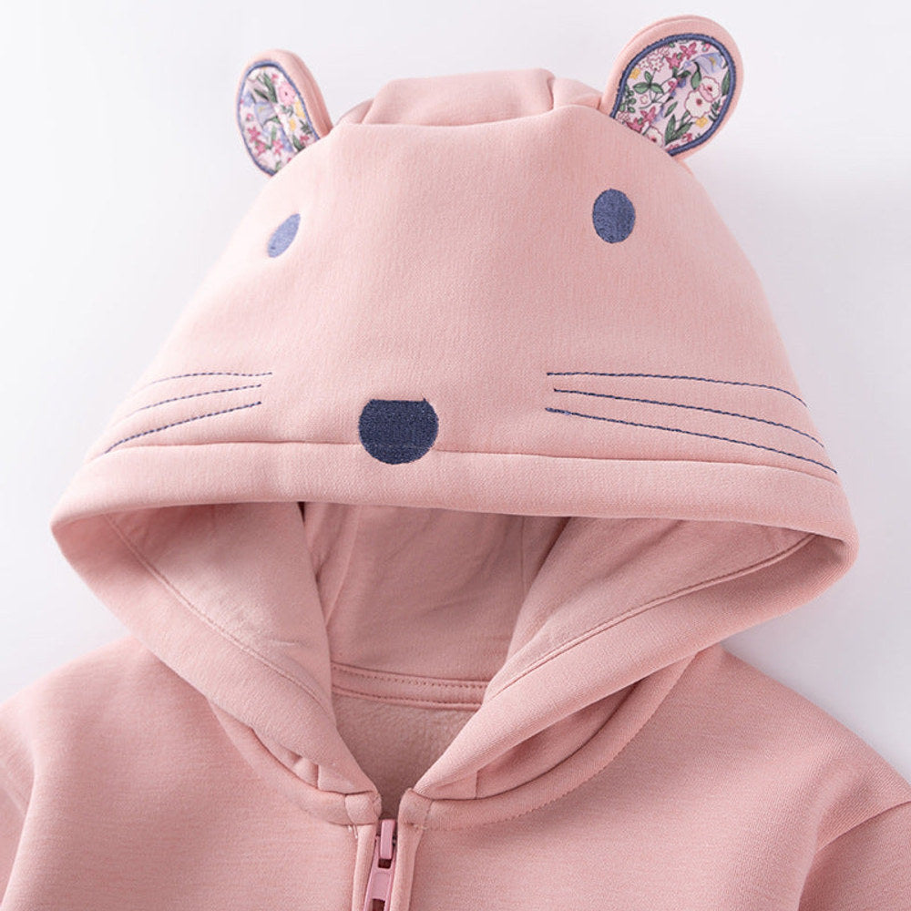 MyKids-USA® Girls Animals Cartoon Pattern Long Sleeves Zip-up Hooded Coat