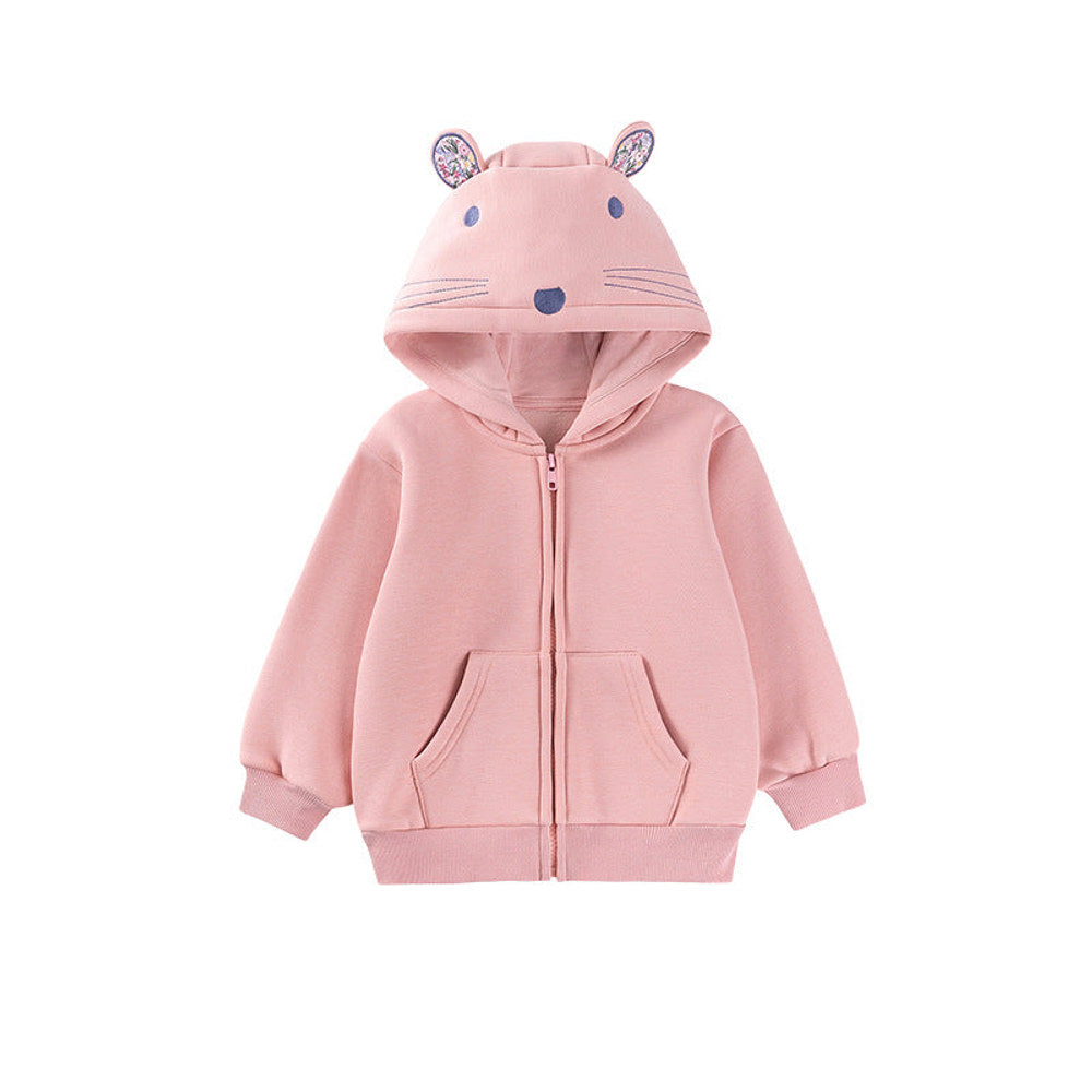 MyKids-USA® Girls Animals Cartoon Pattern Long Sleeves Zip-up Hooded Coat