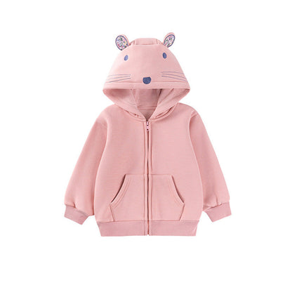 MyKids-USA® Girls Animals Cartoon Pattern Long Sleeves Zip-up Hooded Coat
