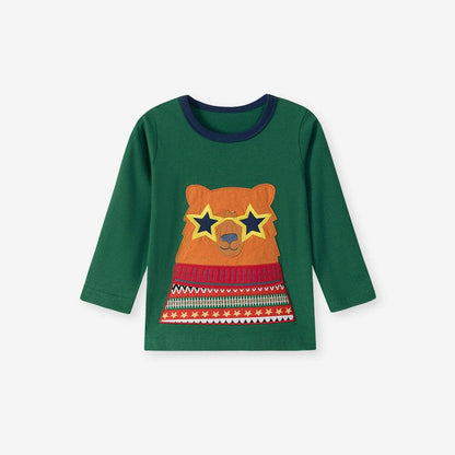 MyKids-USA® Kids Boys Teddy Bear Cartoon Pattern Crew Neck Long Sleeves Top Sweatshirt