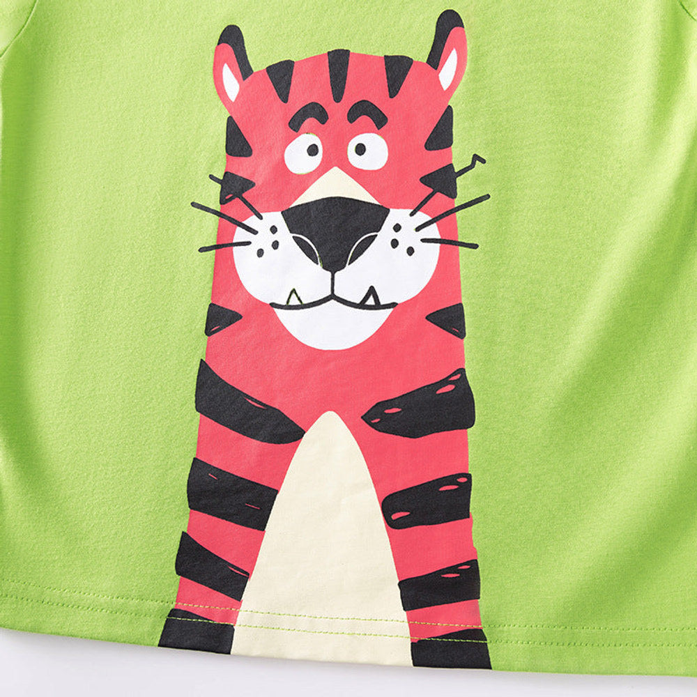 MyKids-USA® Kids Boys Tiger Cartoon Pattern Crew Neck Long Sleeves Top Sweatshirt