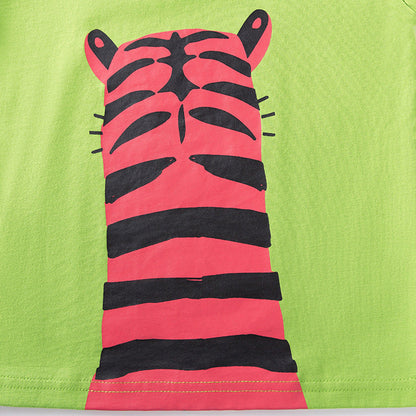 MyKids-USA® Kids Boys Tiger Cartoon Pattern Crew Neck Long Sleeves Top Sweatshirt