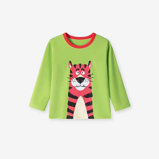 MyKids-USA® Kids Boys Tiger Cartoon Pattern Crew Neck Long Sleeves Top Sweatshirt