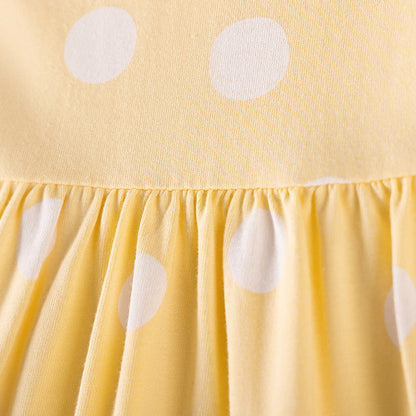 MyKids-USA® Cartoon Goose and Polka Dots Pattern Long Sleeves Dress for Stylish Girls
