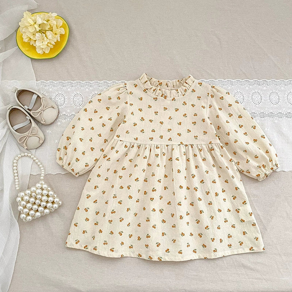 MyKids-USA® Baby Girls French-style Flowers Pattern Long Sleeves bodysuit or Dress with Ruffle Neck – Princess Sister Matching