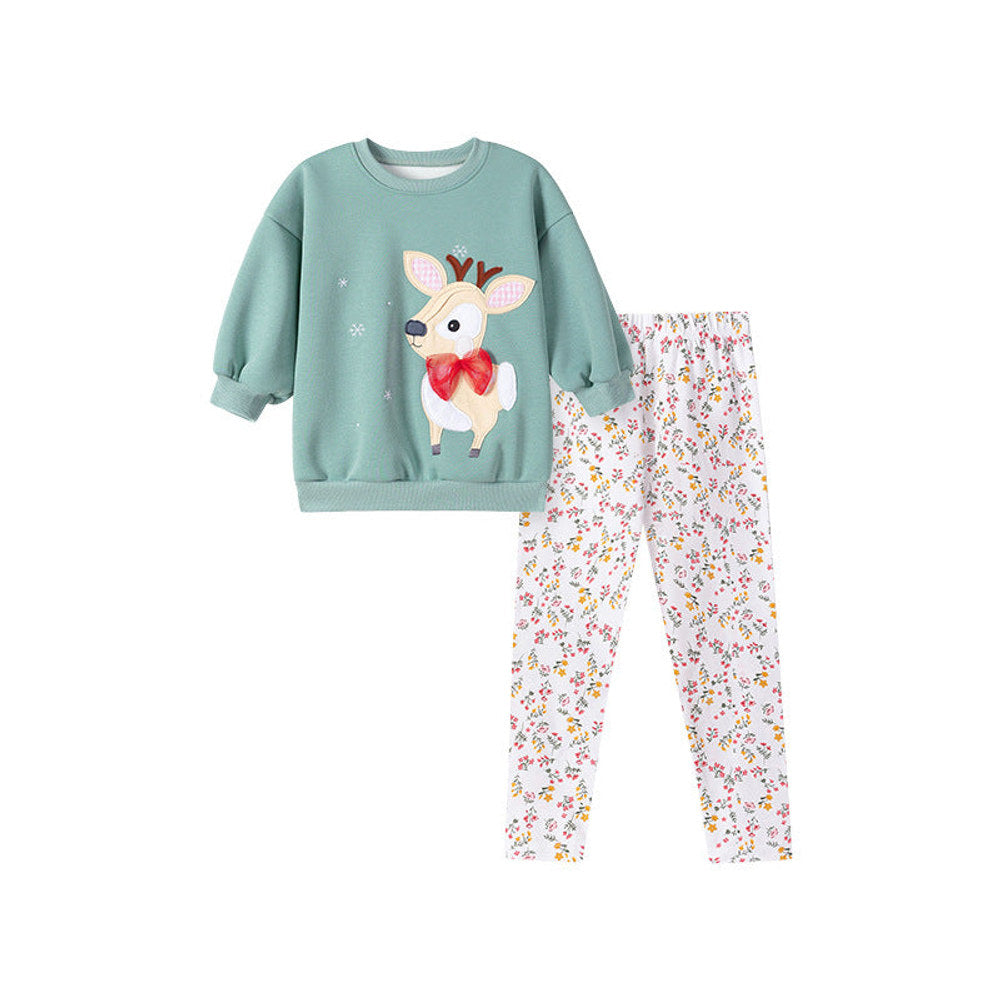MyKids-USA® Girls Animals Cartoon Pattern Long Sleeves Christmas Clothing Set