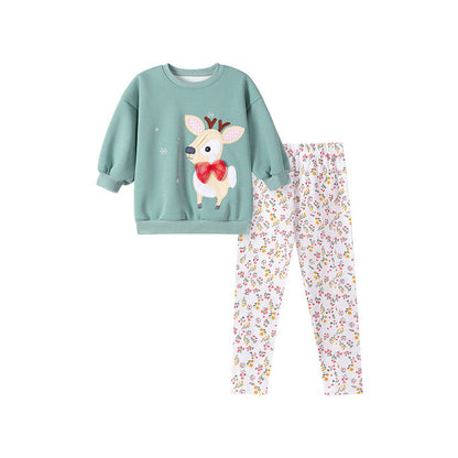 MyKids-USA® Girls Animals Cartoon Pattern Long Sleeves Christmas Clothing Set