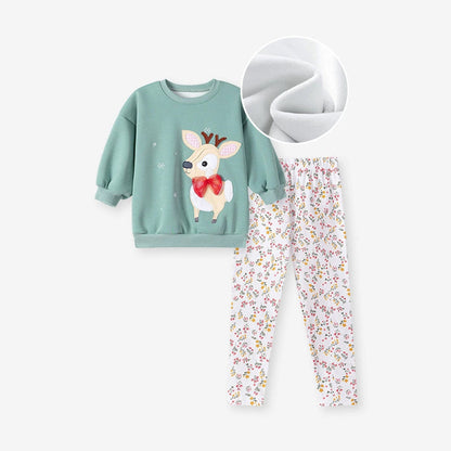 MyKids-USA® Girls Animals Cartoon Pattern Long Sleeves Christmas Clothing Set