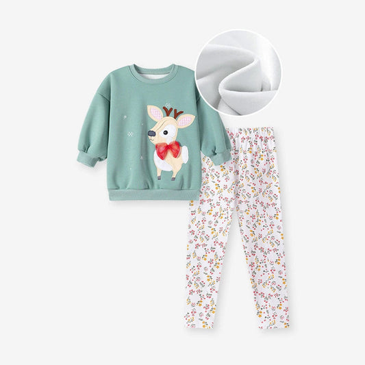 MyKids-USA® Girls Animals Cartoon Pattern Long Sleeves Christmas Clothing Set