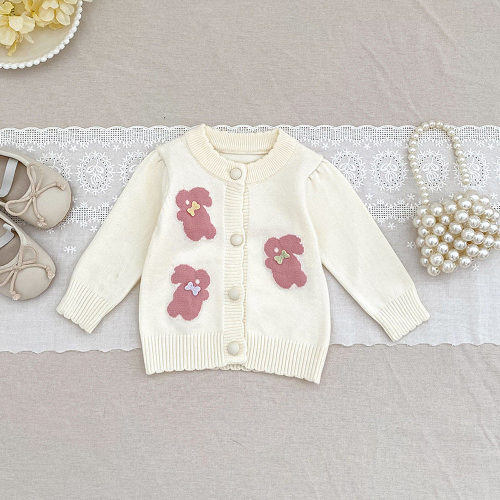 MyKids-USA® Baby Girls Comfortable Rabbits Pattern Knitted Long Sleeves Cardigan
