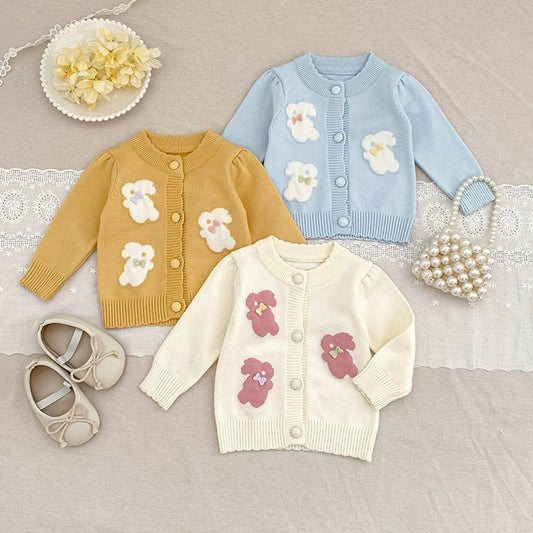 MyKids-USA® Baby Girls Comfortable Rabbits Pattern Knitted Long Sleeves Cardigan