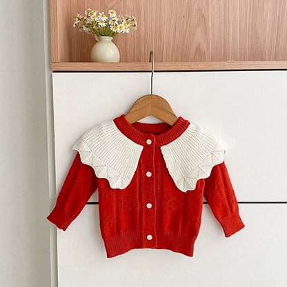 MyKids-USA® Baby Girls Comfortable Color Patchwork Knitted Long Sleeves Cardigan