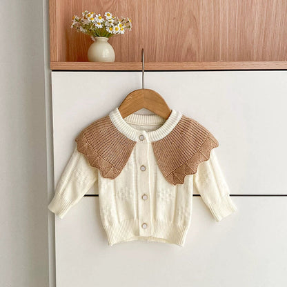 MyKids-USA® Baby Girls Comfortable Color Patchwork Knitted Long Sleeves Cardigan