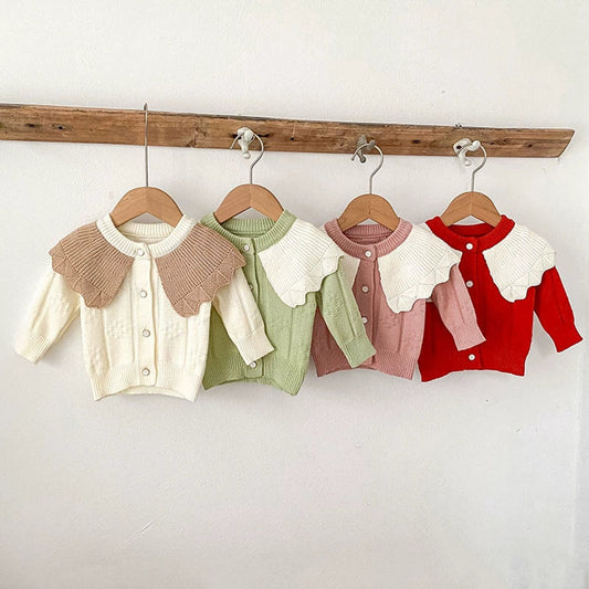 MyKids-USA® Baby Girls Comfortable Color Patchwork Knitted Long Sleeves Cardigan