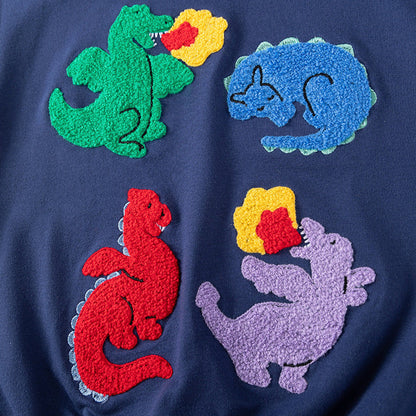 MyKids-USA® Girls Dragons Cartoon Pattern Long Sleeves Sweatshirt and Dots Pattern Pants Clothing Set
