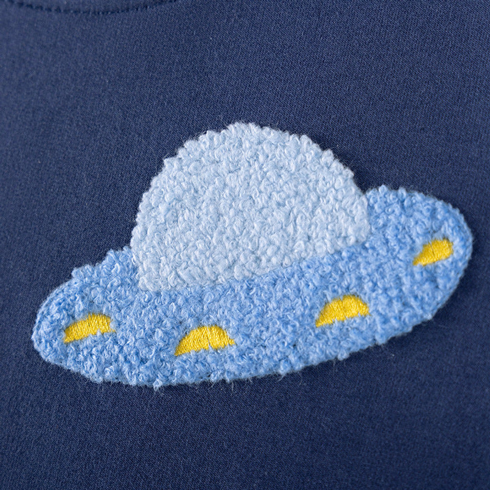 MyKids-USA® Kids Boys Rocket and Planet Cartoon Pattern Crew Neck Long Sleeves Top Sweatshirt