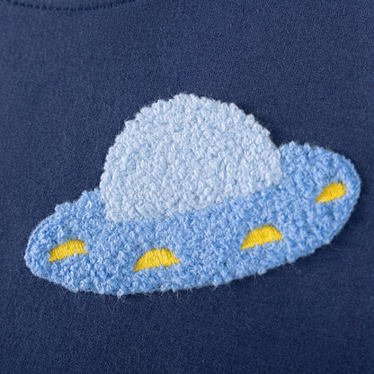 MyKids-USA® Kids Boys Rocket and Planet Cartoon Pattern Crew Neck Long Sleeves Top Sweatshirt