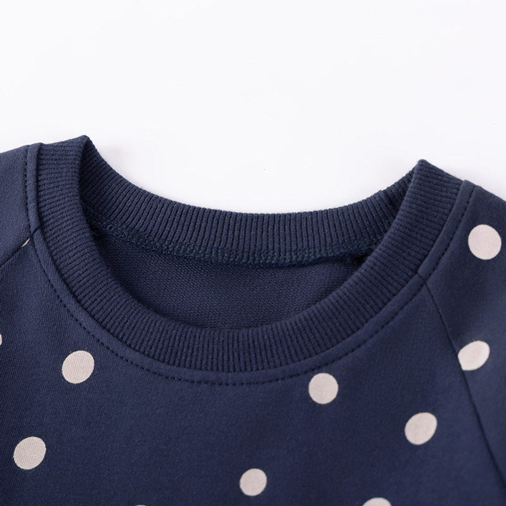 MyKids-USA® Unicorn Cartoon and Dots Pattern Long Sleeves Dress for Stylish Girls