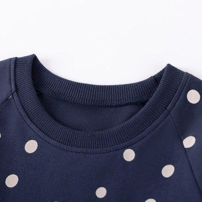 MyKids-USA® Unicorn Cartoon and Dots Pattern Long Sleeves Dress for Stylish Girls