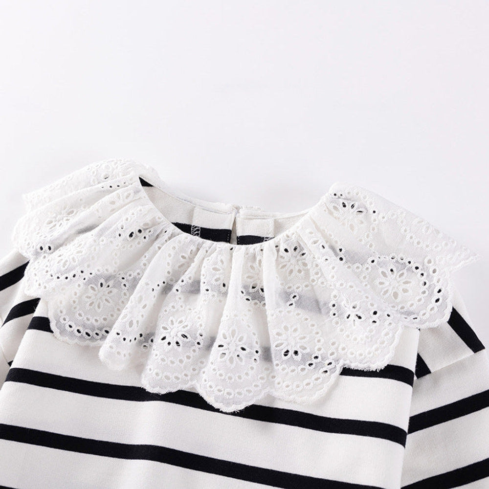 MyKids-USA® Girls Striped Pattern Long Sleeves Sweatshirt and Black Pants Clothing Set