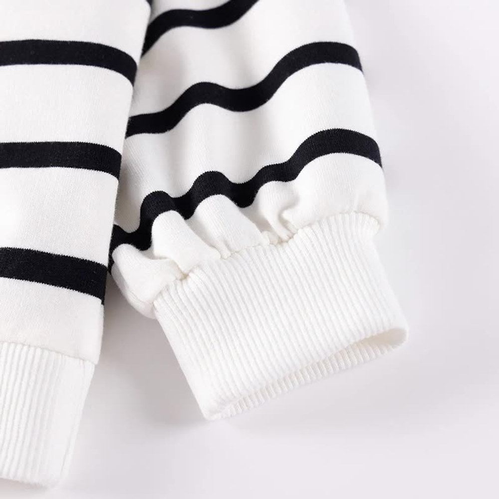 MyKids-USA® Girls Striped Pattern Long Sleeves Sweatshirt and Black Pants Clothing Set