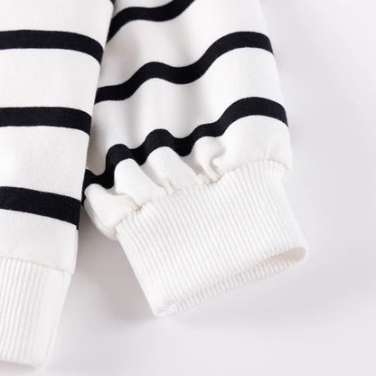 MyKids-USA® Girls Striped Pattern Long Sleeves Sweatshirt and Black Pants Clothing Set