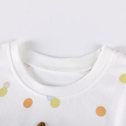 MyKids-USA® Cartoon and Polka Dots Pattern Tulle Patchwork Long Sleeves Dress for Stylish Girls