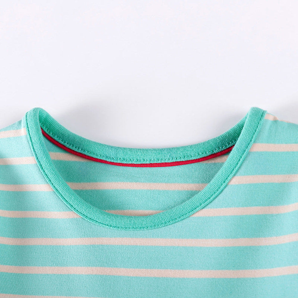 MyKids-USA® Rainbow and Striped Pattern Long Sleeves Dress for Stylish Girls