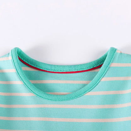 MyKids-USA® Rainbow and Striped Pattern Long Sleeves Dress for Stylish Girls