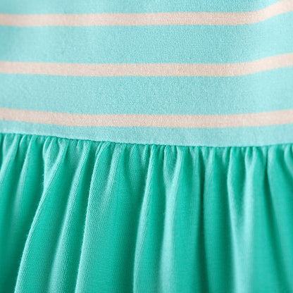 MyKids-USA® Rainbow and Striped Pattern Long Sleeves Dress for Stylish Girls