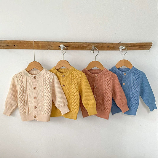 MyKids-USA® Baby Unisex Long Sleeves Geometric Jacquard Pattern Knitted Top Cardigan Sweater