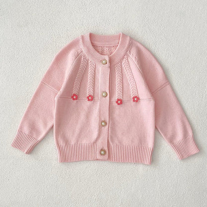 MyKids-USA® Baby Girls Comfortable Flowers Pattern Knitted Long Sleeves Cardigan