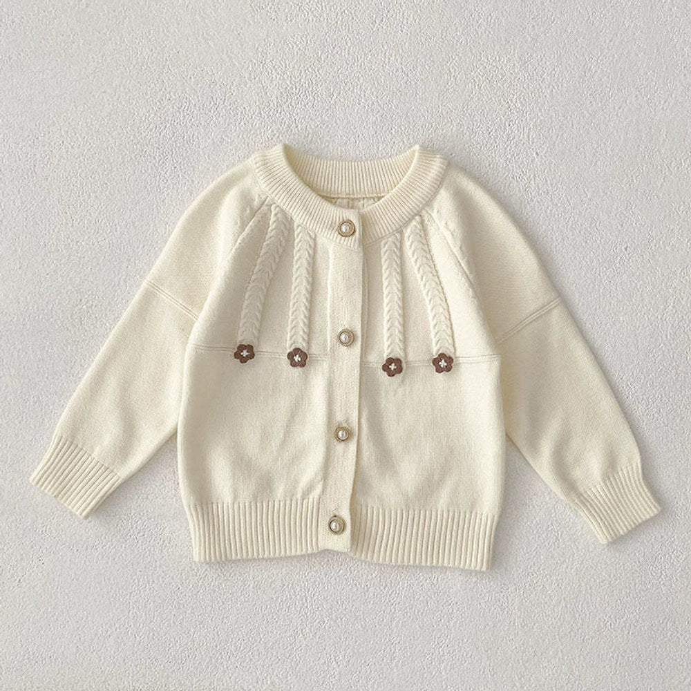 MyKids-USA® Baby Girls Comfortable Flowers Pattern Knitted Long Sleeves Cardigan