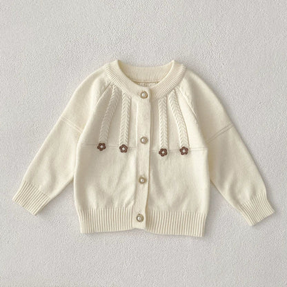 MyKids-USA® Baby Girls Comfortable Flowers Pattern Knitted Long Sleeves Cardigan