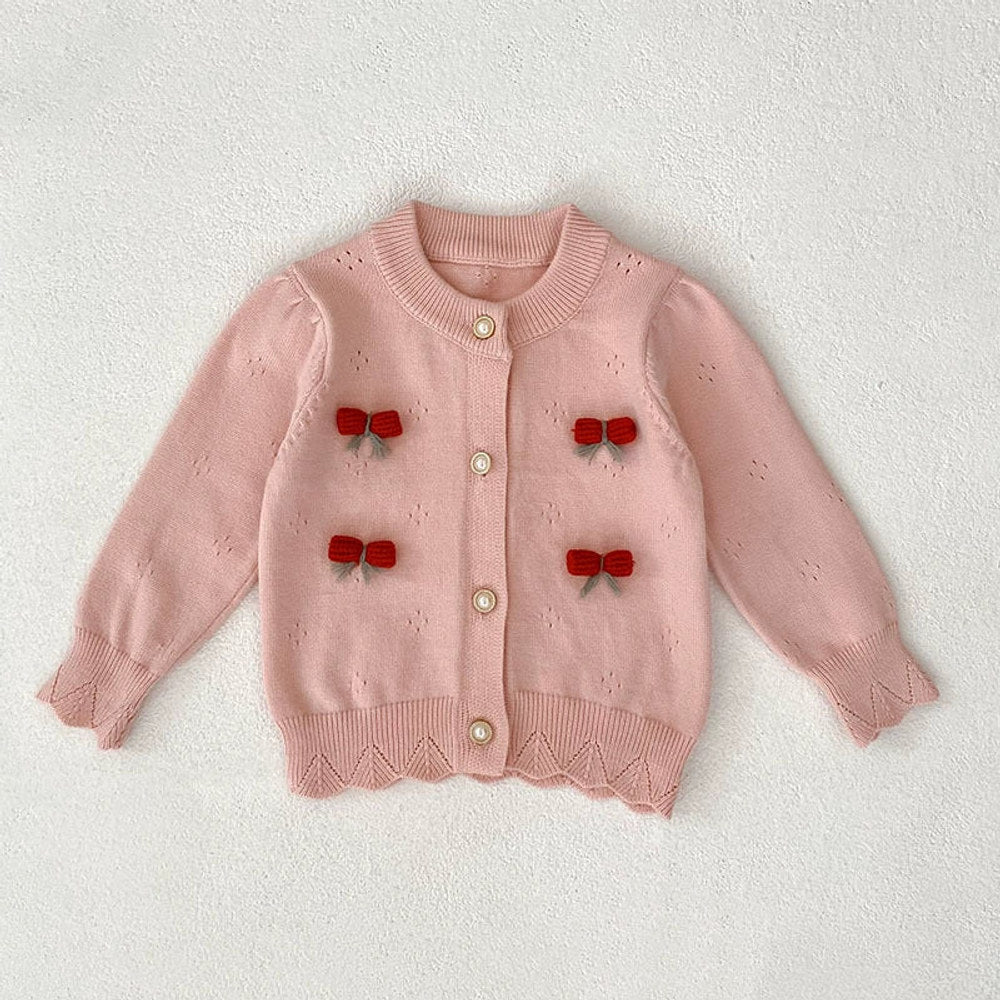 MyKids-USA® Baby Girls Comfortable Flowers and Hollow-out Pattern Knitted Long Sleeves Cardigan