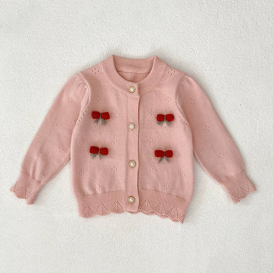MyKids-USA® Baby Girls Comfortable Flowers and Hollow-out Pattern Knitted Long Sleeves Cardigan