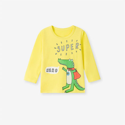MyKids-USA® Kids Boys Animals Cartoon and Letters Pattern Crew Neck Long Sleeves Top Sweatshirt