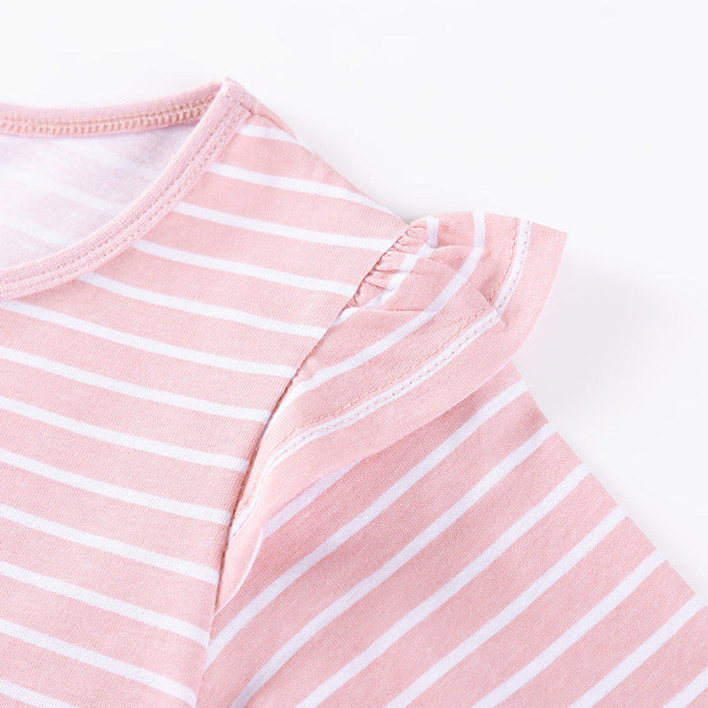 MyKids-USA® Striped and Cartoon Pattern Long Sleeves Dress for Stylish Girls