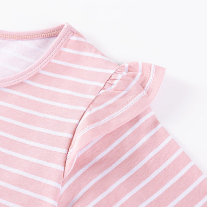 MyKids-USA® Striped and Cartoon Pattern Long Sleeves Dress for Stylish Girls