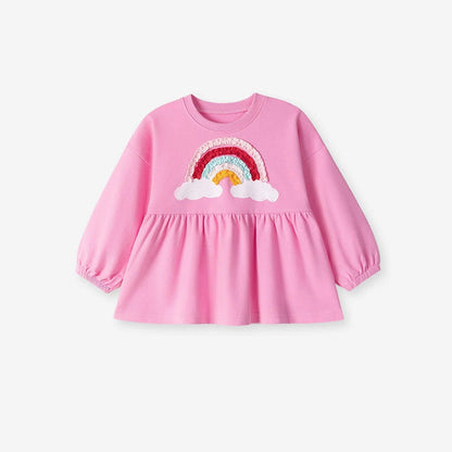 MyKids-USA® Girls Cute Rainbow Pattern Long Sleeves Sweatshirt and Grey Pants Clothing Set