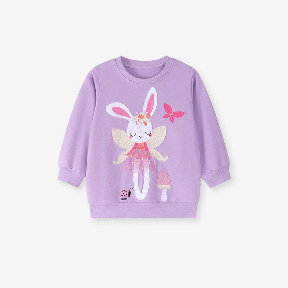 MyKids-USA® Girls Cute Rabbit Cartoon Pattern Long Sleeves Sweatshirt and Floral Pants Clothing Set