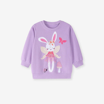 MyKids-USA® Girls Cute Rabbit Cartoon Pattern Long Sleeves Sweatshirt and Floral Pants Clothing Set