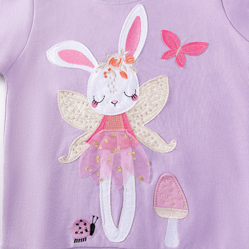 MyKids-USA® Girls Cute Rabbit Cartoon Pattern Long Sleeves Sweatshirt and Floral Pants Clothing Set