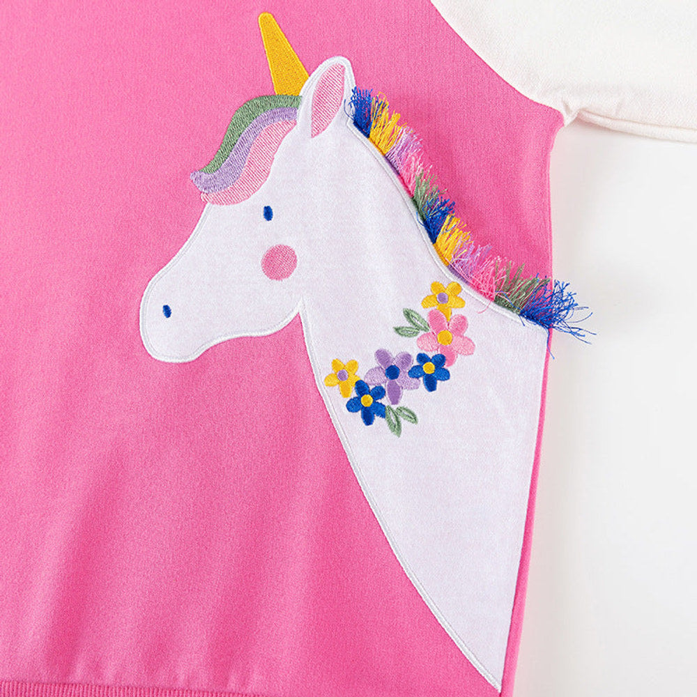 MyKids-USA® Girls Cute Unicorn Cartoon Pattern Long Sleeves Sweatshirt and Purple Pants Clothing Set