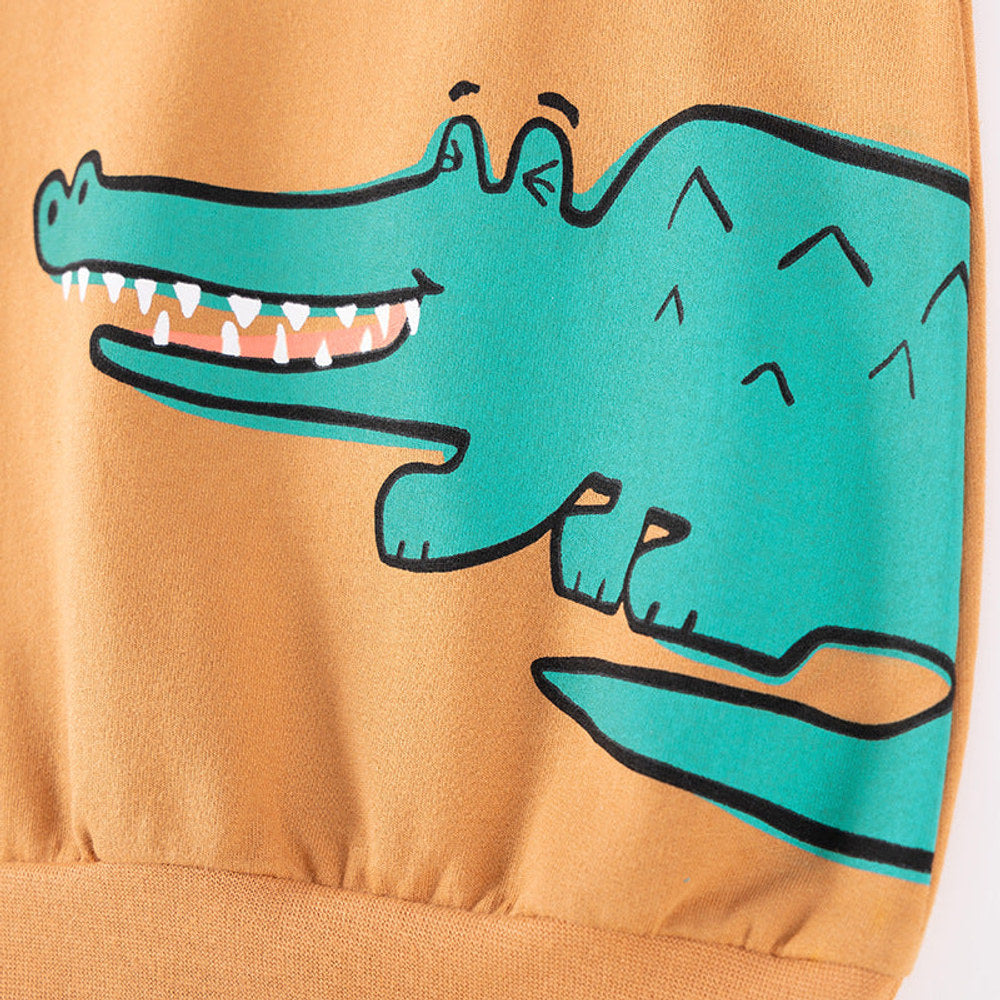 MyKids-USA® Boys Animals Cartoon Pattern Long Sleeves Orange Sweatshirt and Pants Clothing Set